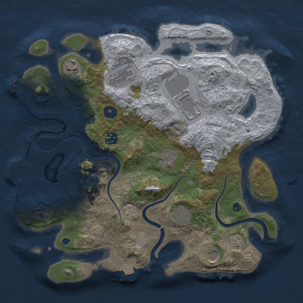 Rust Map: Procedural Map, Size: 3500, Seed: 761015905, 14 Monuments