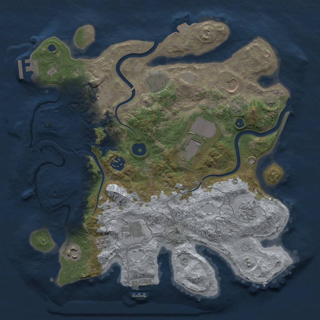 Rust Map: Procedural Map, Size: 3500, Seed: 1399590896, 15 Monuments