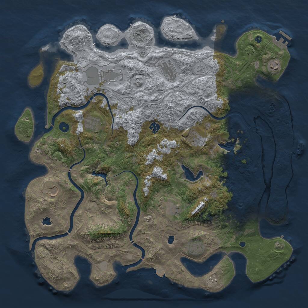 Rust Map: Procedural Map, Size: 4500, Seed: 474421836, 16 Monuments