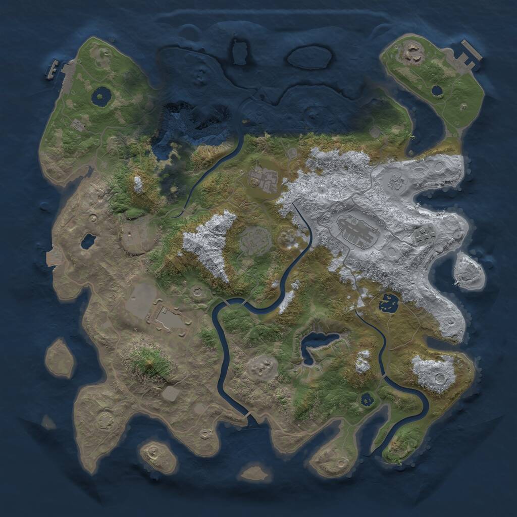 Rust Map: Procedural Map, Size: 4000, Seed: 710263321, 14 Monuments