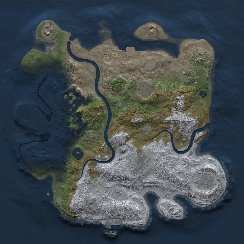 Rust Map: Procedural Map, Size: 3250, Seed: 2123886905, 12 Monuments