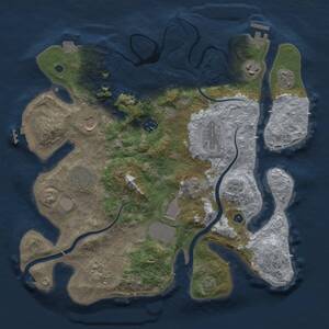 Thumbnail Rust Map: Procedural Map, Size: 3500, Seed: 8520941, 13 Monuments