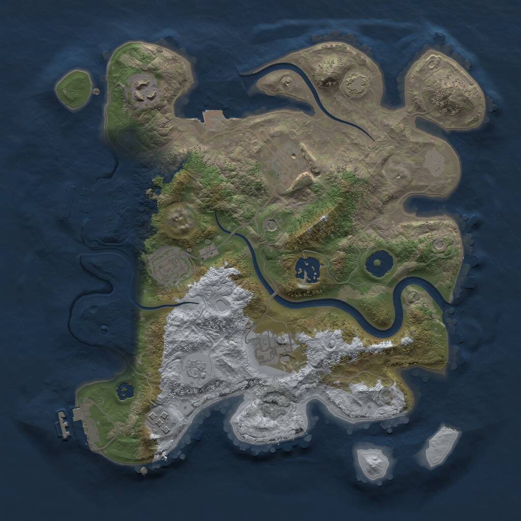 Rust Map: Procedural Map, Size: 3000, Seed: 93526673, 12 Monuments