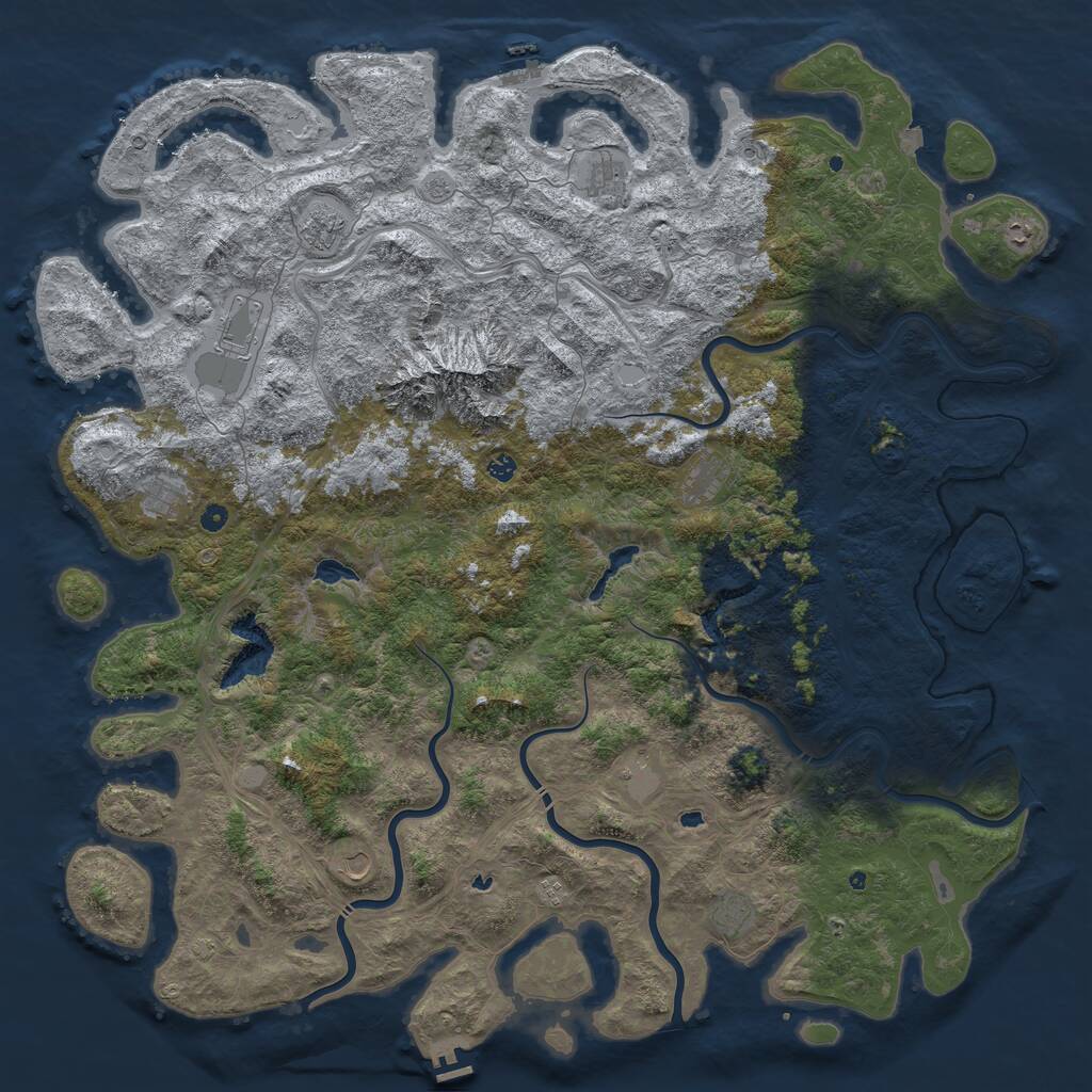 Rust Map: Procedural Map, Size: 6000, Seed: 6579883, 17 Monuments