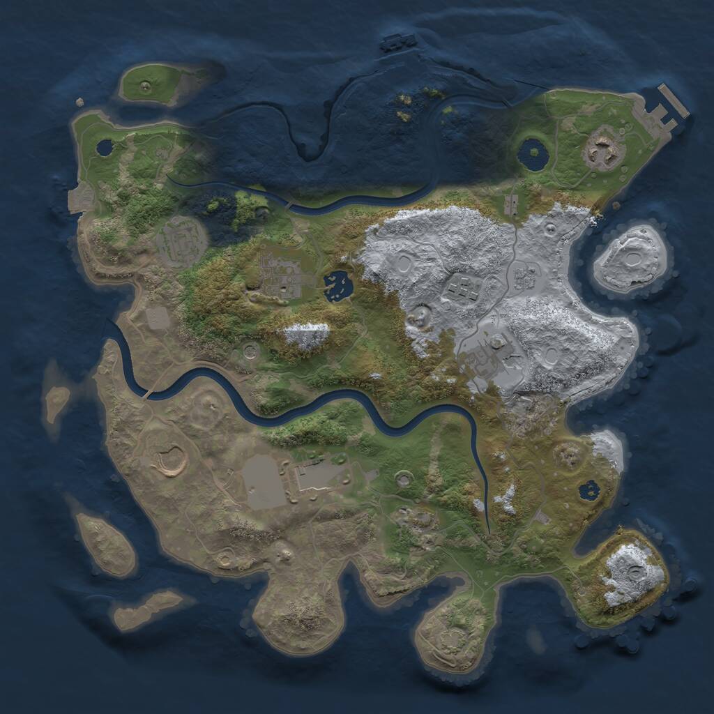 Rust Map: Procedural Map, Size: 3500, Seed: 42069911, 15 Monuments