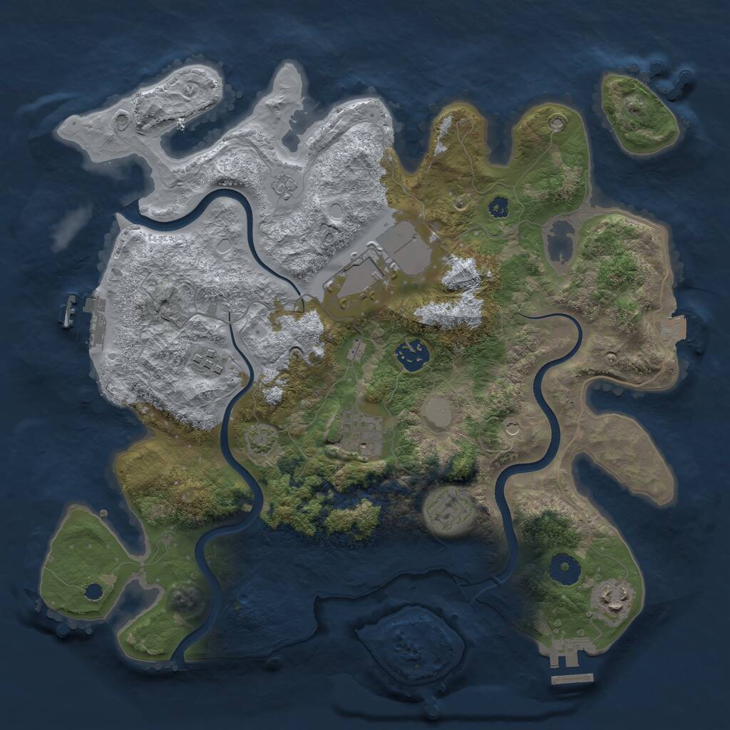 Rust Map: Procedural Map, Size: 3500, Seed: 2137804, 12 Monuments