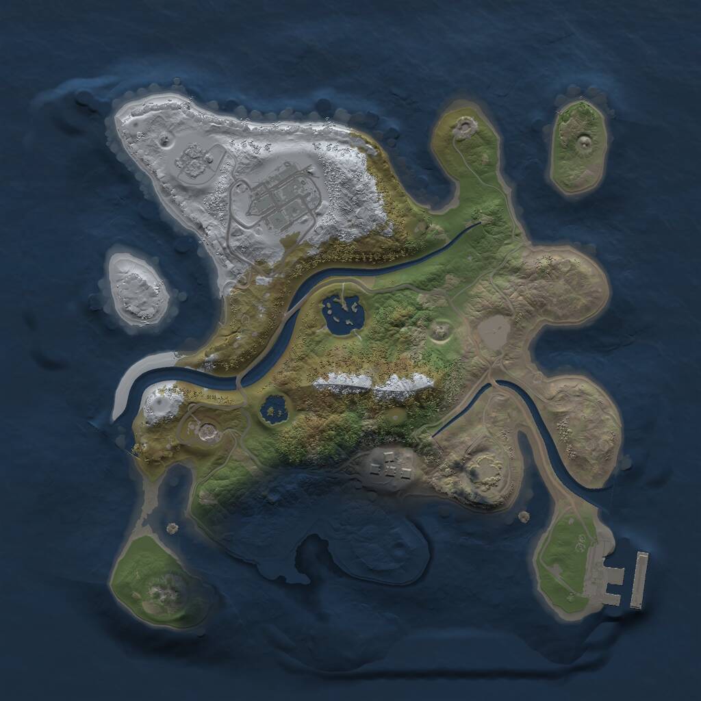 Rust Map: Procedural Map, Size: 2500, Seed: 2093278414, 8 Monuments