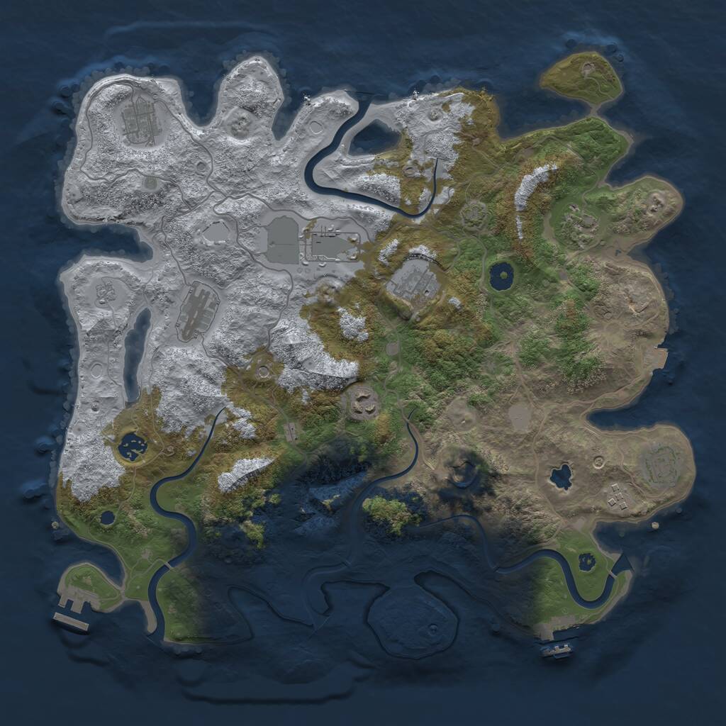 Rust Map: Procedural Map, Size: 4096, Seed: 1471217070, 16 Monuments