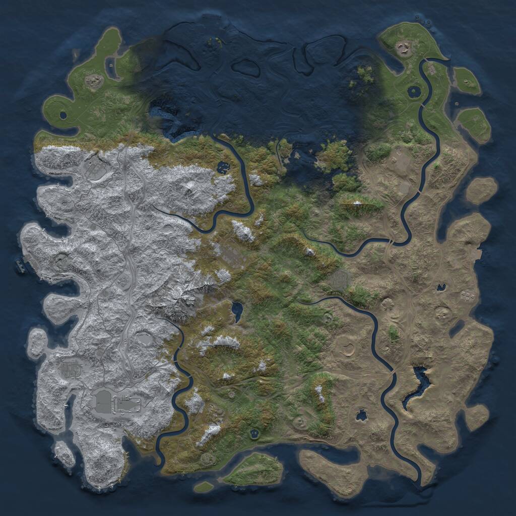Rust Map: Procedural Map, Size: 6000, Seed: 483130, 17 Monuments