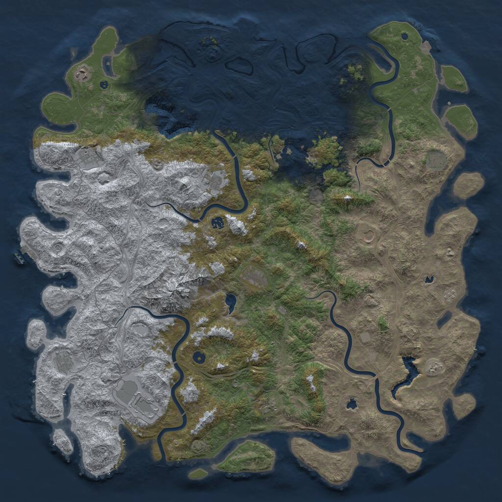 Rust Map: Procedural Map, Size: 6000, Seed: 483130, 17 Monuments