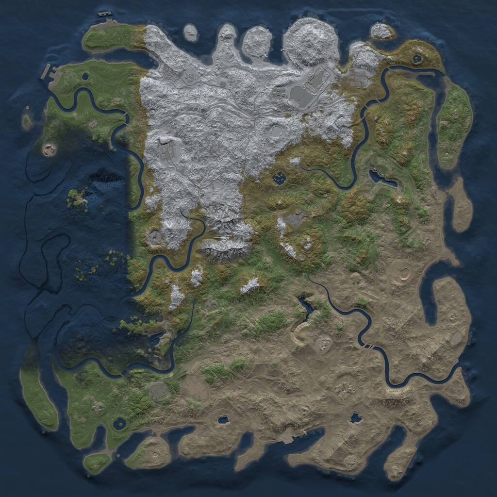 Rust Map: Procedural Map, Size: 6000, Seed: 7162, 17 Monuments