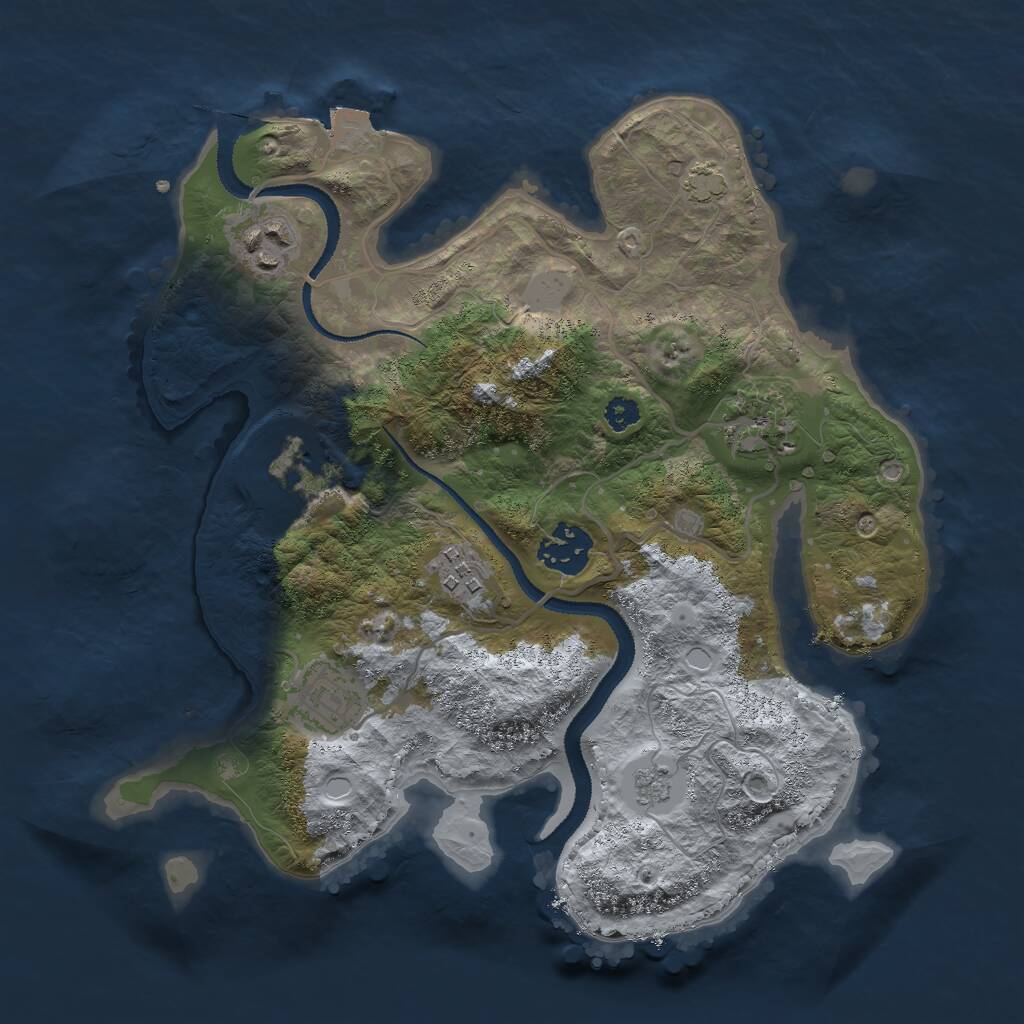 Rust Map: Procedural Map, Size: 3000, Seed: 614971078, 9 Monuments