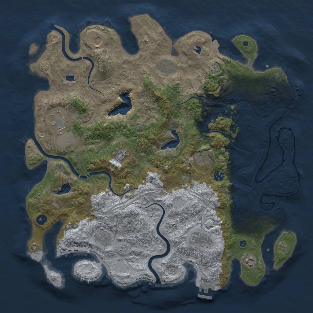 Rust Map: Procedural Map, Size: 4500, Seed: 7301444, 16 Monuments