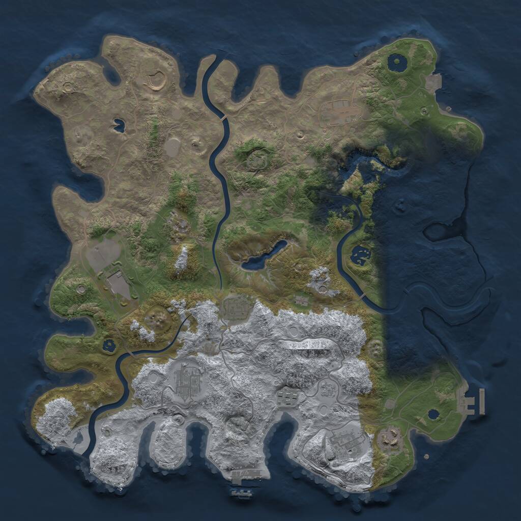 Rust Map: Procedural Map, Size: 4000, Seed: 1078945612, 16 Monuments