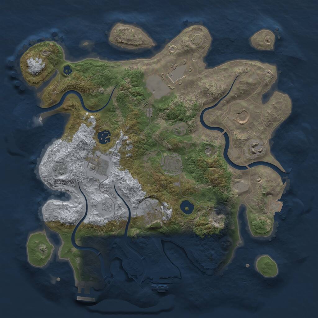 Rust Map: Procedural Map, Size: 3500, Seed: 28374728, 14 Monuments