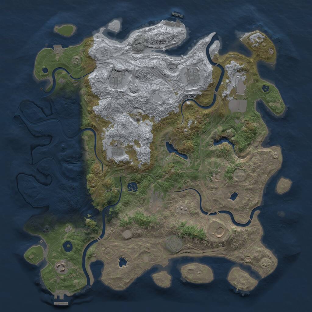 Rust Map: Procedural Map, Size: 4500, Seed: 1341036017, 17 Monuments