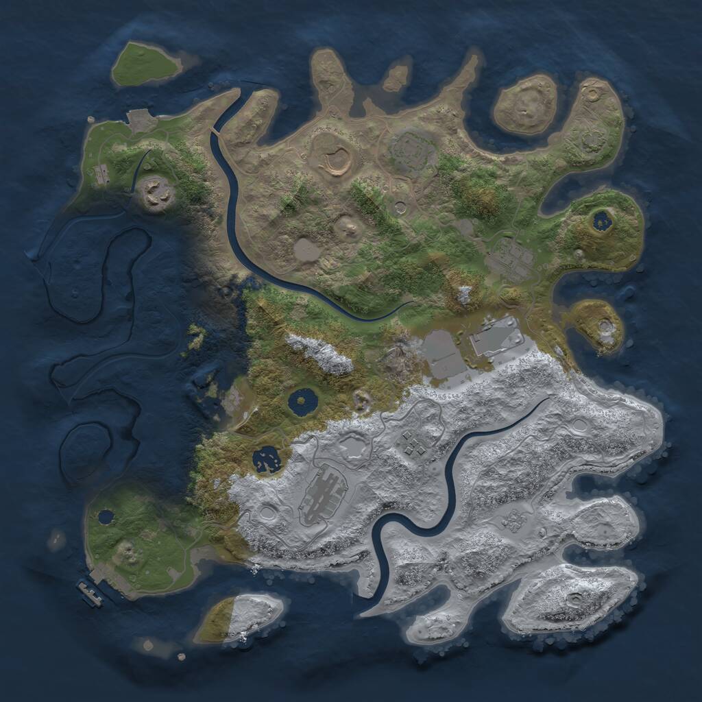 Rust Map: Procedural Map, Size: 3750, Seed: 654498606, 14 Monuments