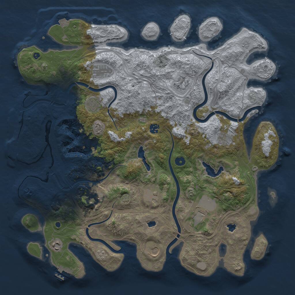 Rust Map: Procedural Map, Size: 4500, Seed: 957347889, 17 Monuments