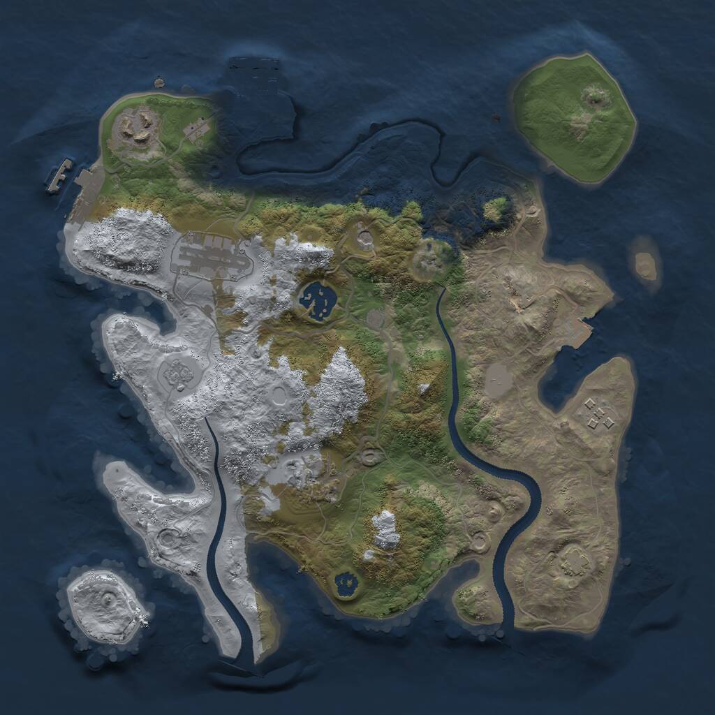 Rust Map: Procedural Map, Size: 3000, Seed: 1141728042, 11 Monuments