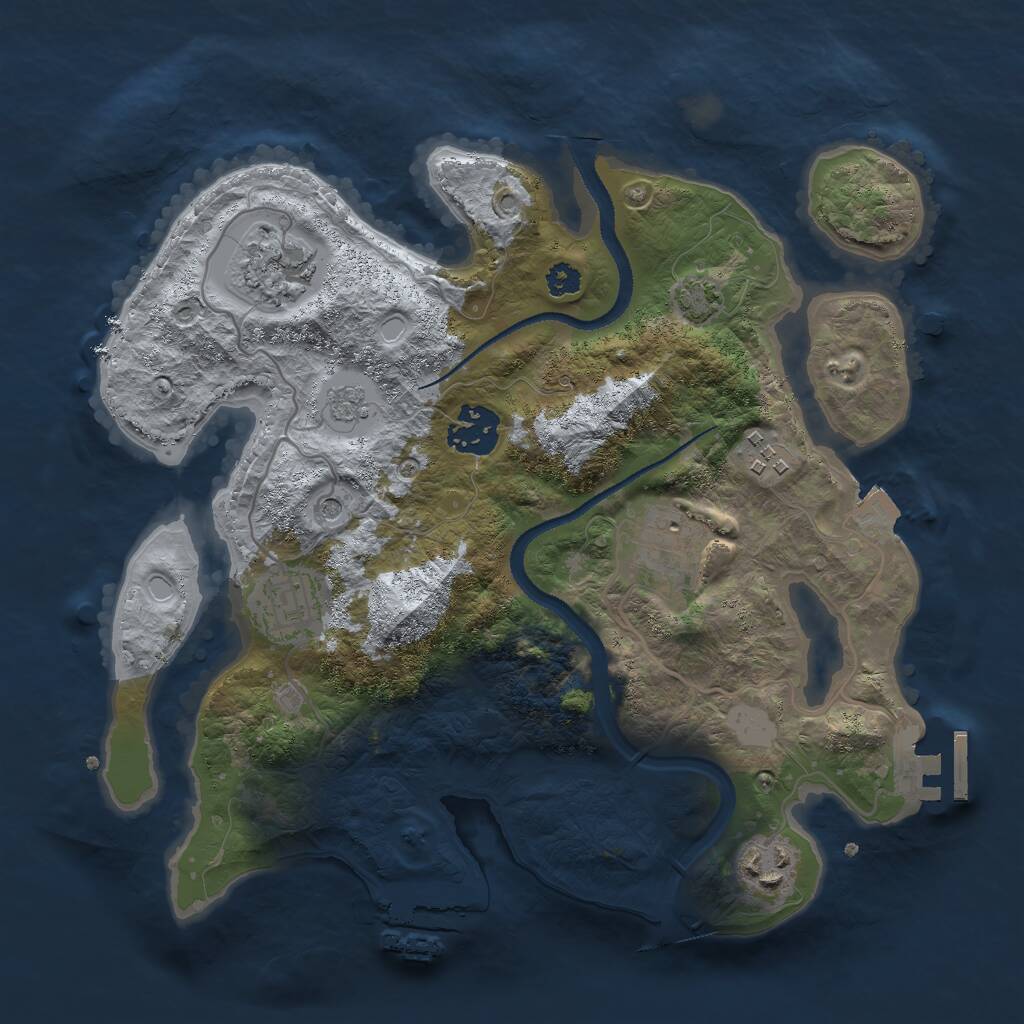 Rust Map: Procedural Map, Size: 3000, Seed: 24955, 12 Monuments