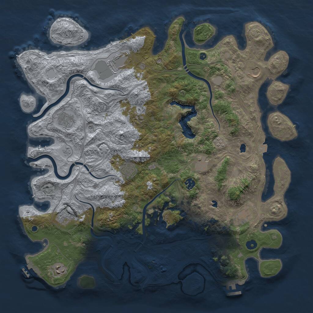 Rust Map: Procedural Map, Size: 4500, Seed: 1121625037, 17 Monuments