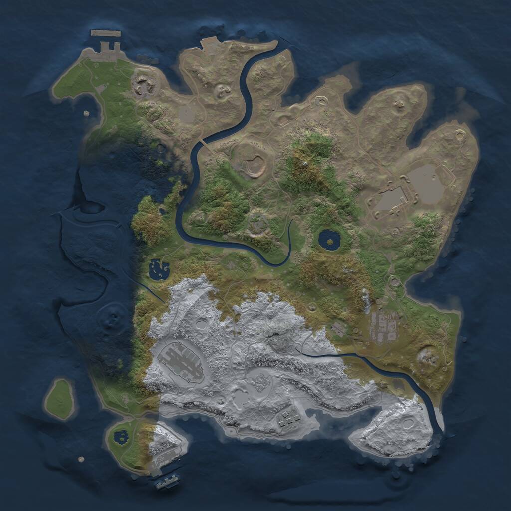 Rust Map: Procedural Map, Size: 3500, Seed: 164712788, 13 Monuments