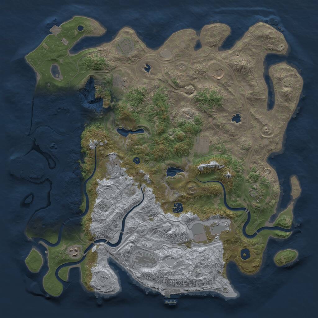 Rust Map: Procedural Map, Size: 4500, Seed: 654666416, 17 Monuments