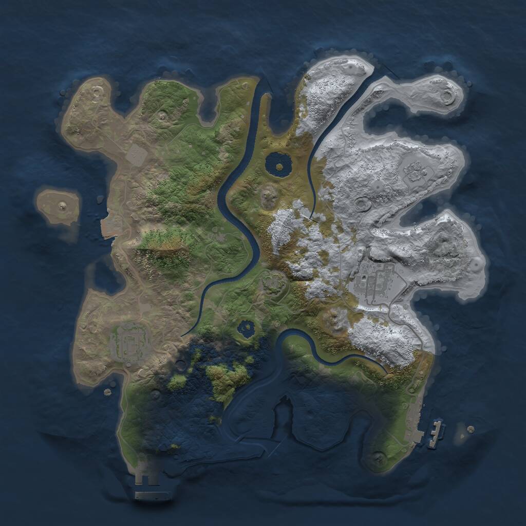 Rust Map: Procedural Map, Size: 3000, Seed: 2079233502, 8 Monuments