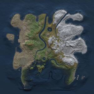 Thumbnail Rust Map: Procedural Map, Size: 3000, Seed: 2079233502, 8 Monuments