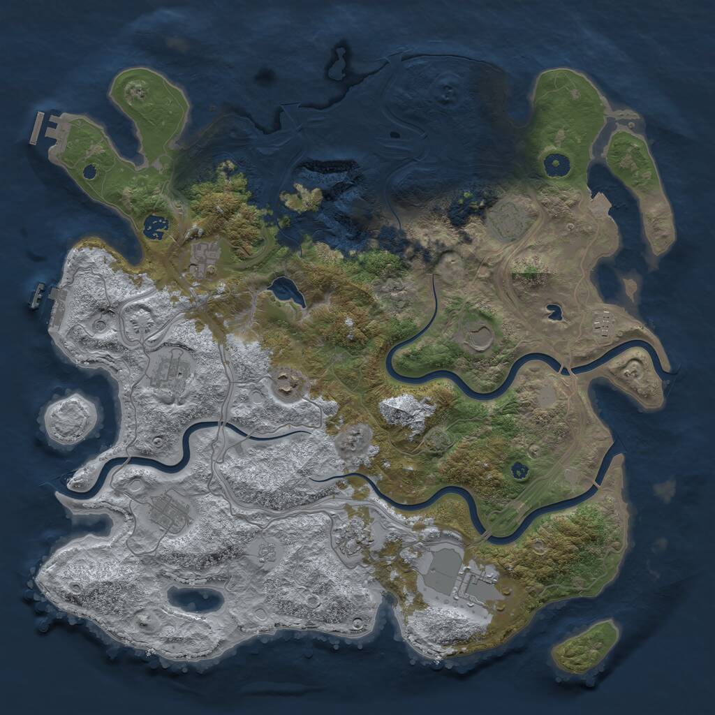 Rust Map: Procedural Map, Size: 4300, Seed: 704365044, 16 Monuments