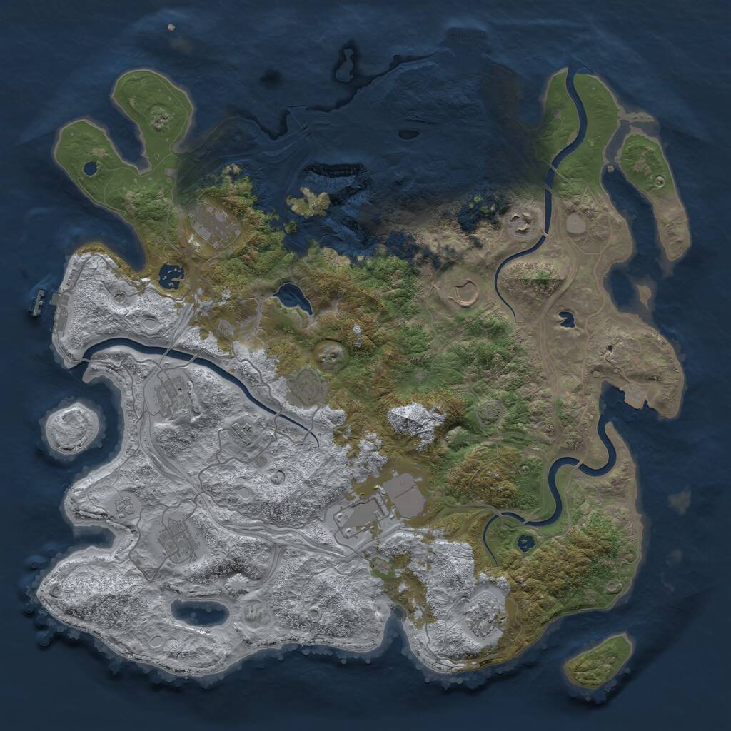 Rust Map: Procedural Map, Size: 4300, Seed: 704365044, 16 Monuments