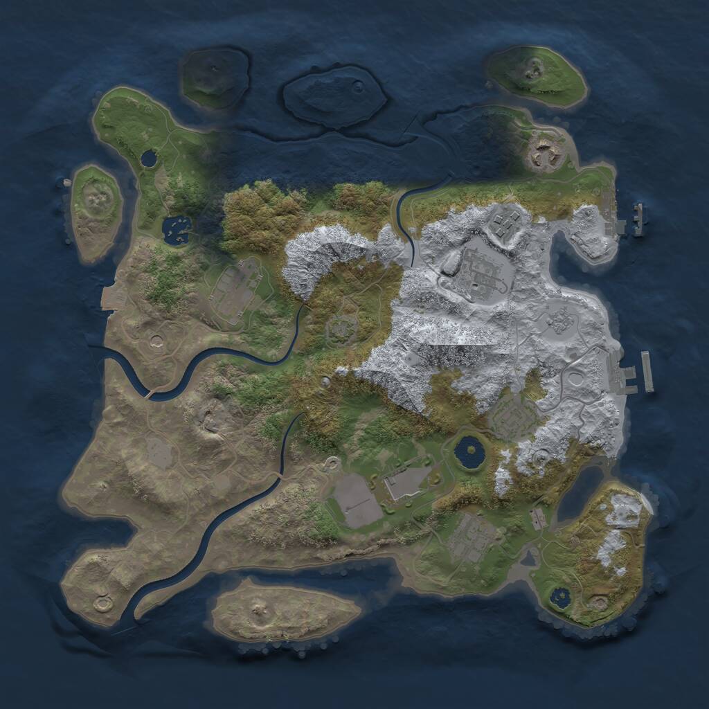 Rust Map: Procedural Map, Size: 3500, Seed: 320460985, 14 Monuments