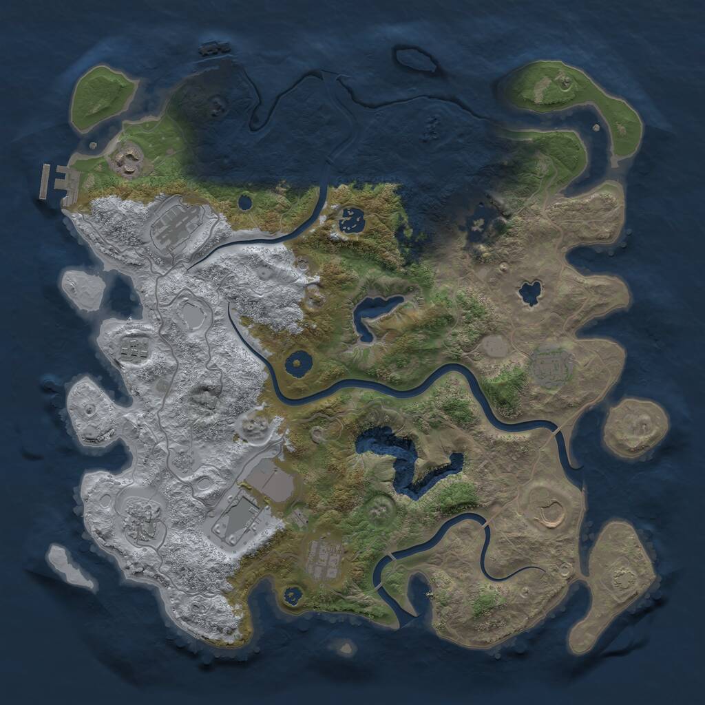Rust Map: Procedural Map, Size: 4000, Seed: 877152164, 16 Monuments