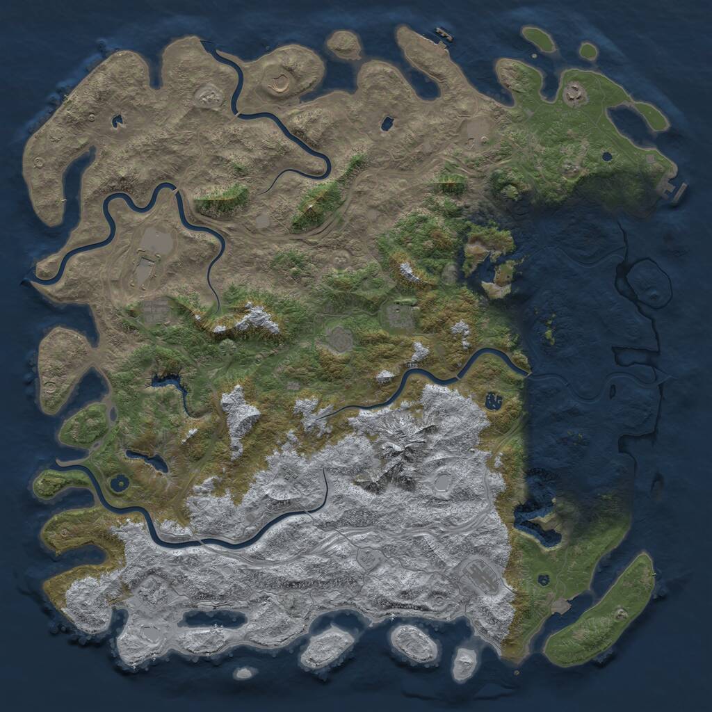 Rust Map: Procedural Map, Size: 6000, Seed: 516910088, 17 Monuments