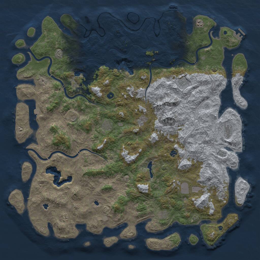 Rust Map: Procedural Map, Size: 6000, Seed: 319578090, 17 Monuments