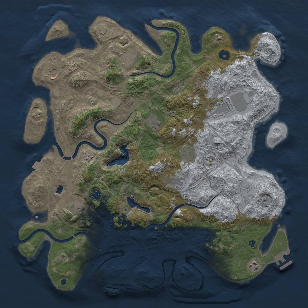 Rust Map: Procedural Map, Size: 4400, Seed: 669524, 17 Monuments