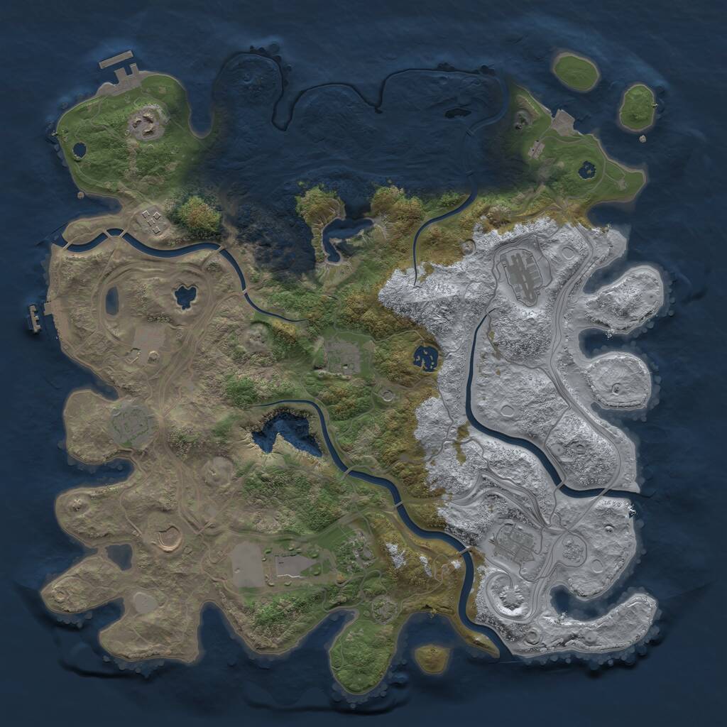 Rust Map: Procedural Map, Size: 4250, Seed: 280792140, 17 Monuments