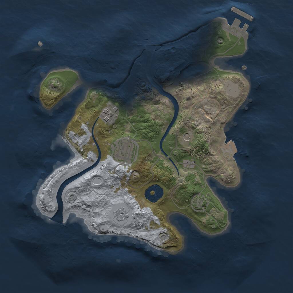 Rust Map: Procedural Map, Size: 2500, Seed: 406344249, 7 Monuments