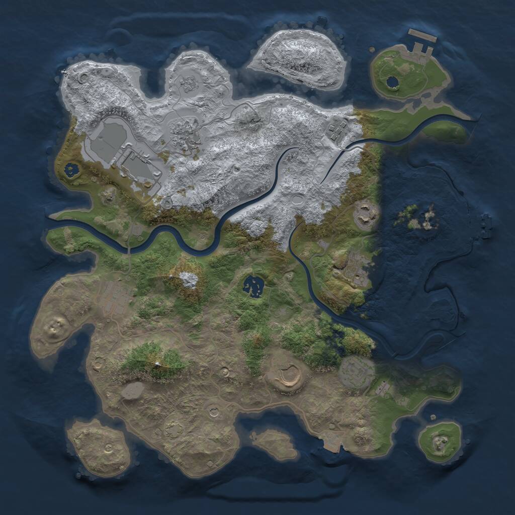 Rust Map: Procedural Map, Size: 3600, Seed: 1996447833, 15 Monuments
