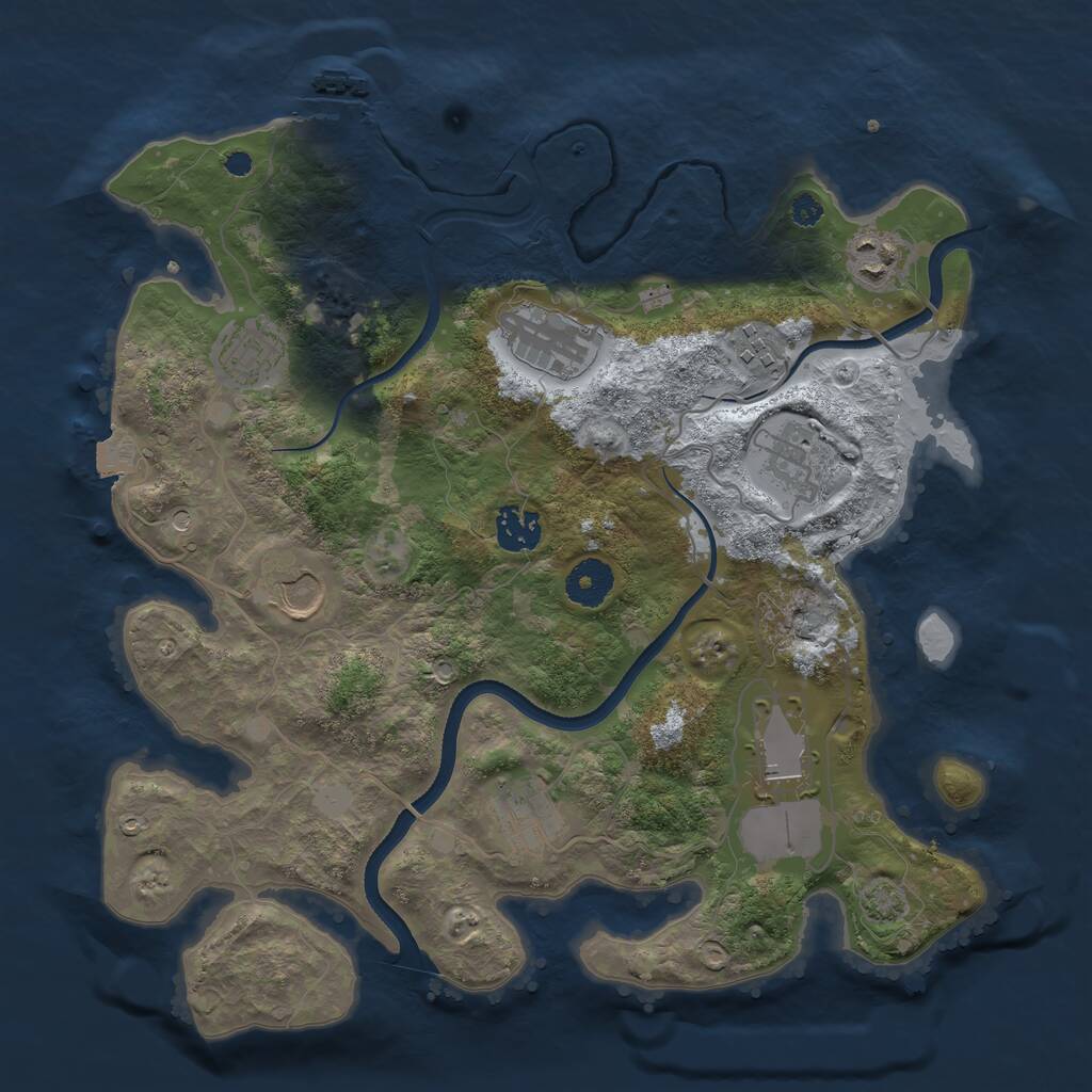 Rust Map: Procedural Map, Size: 3500, Seed: 1234127, 13 Monuments