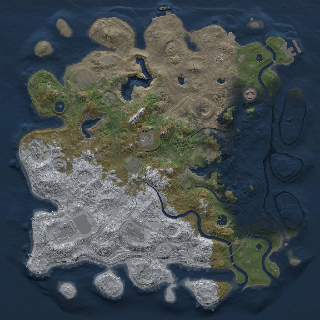 Rust Map: Procedural Map, Size: 4500, Seed: 213392508, 16 Monuments
