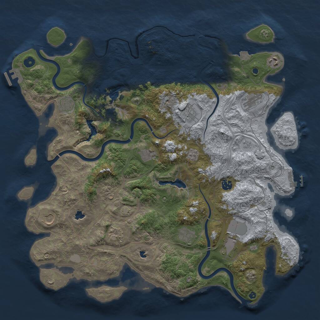 Rust Map: Procedural Map, Size: 4500, Seed: 666420, 17 Monuments