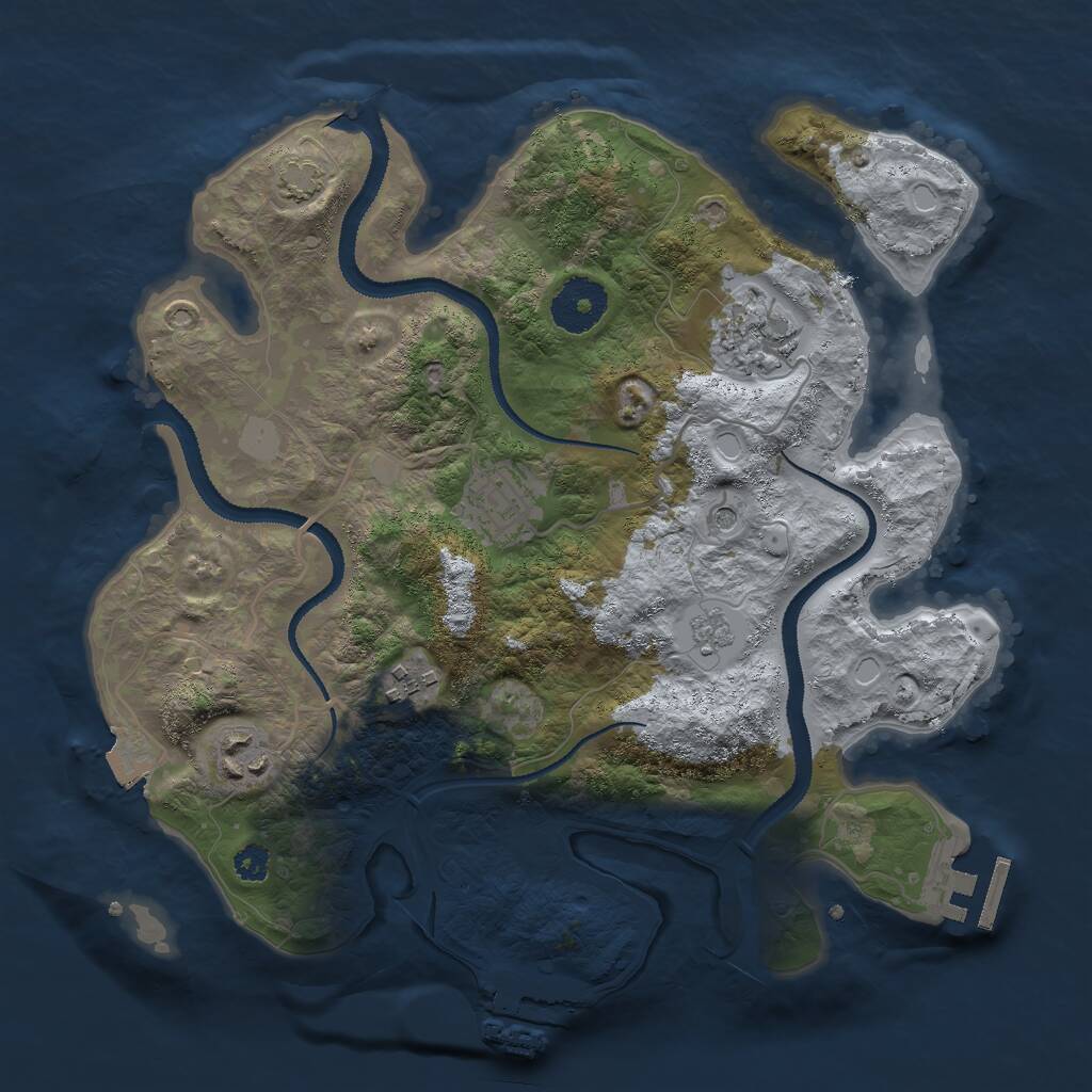 Rust Map: Procedural Map, Size: 3000, Seed: 1232864334, 10 Monuments