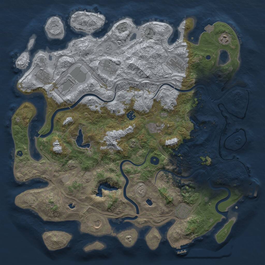 Rust Map: Procedural Map, Size: 4500, Seed: 899898745, 16 Monuments