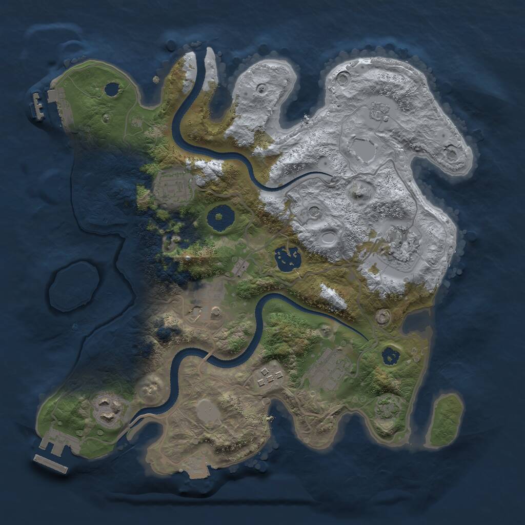 Rust Map: Procedural Map, Size: 3000, Seed: 1893643368, 13 Monuments