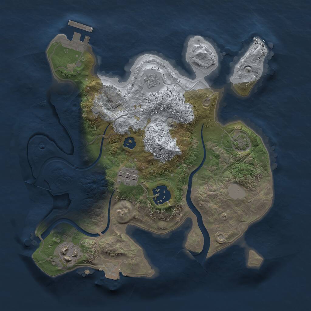 Rust Map: Procedural Map, Size: 2500, Seed: 54648897, 7 Monuments