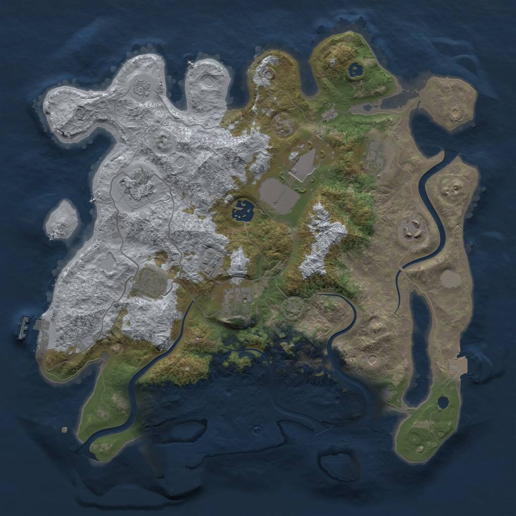 Rust Map: Procedural Map, Size: 3500, Seed: 799281, 14 Monuments