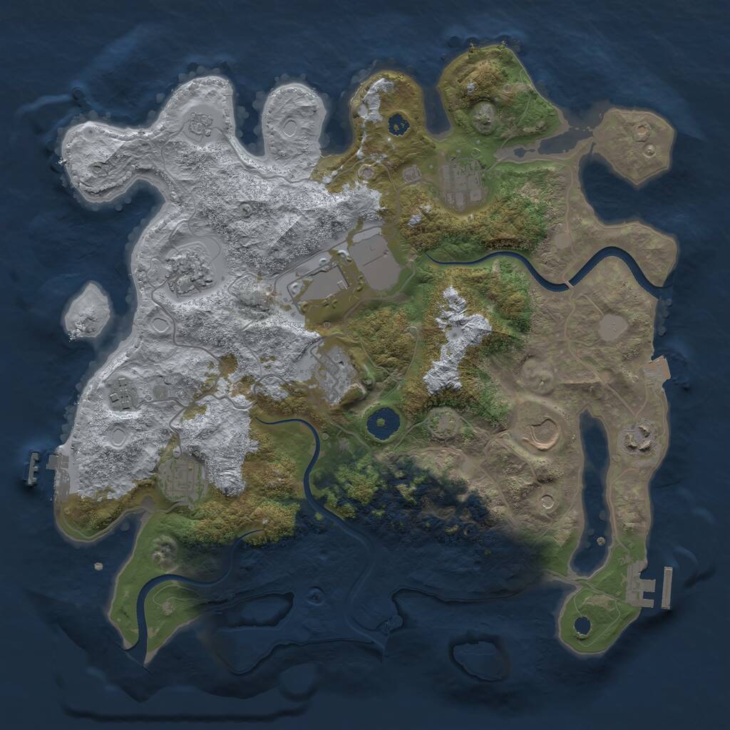 Rust Map: Procedural Map, Size: 3500, Seed: 799281, 14 Monuments