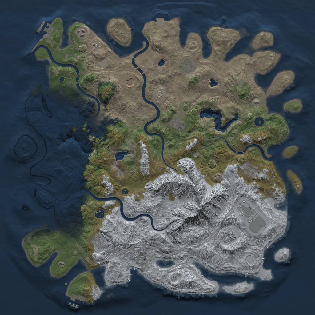 Rust Map: Procedural Map, Size: 5000, Seed: 1893176684, 16 Monuments