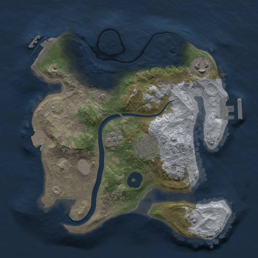 Rust Map: Procedural Map, Size: 2500, Seed: 821213067, 9 Monuments